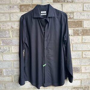 Calvin Klein men’s black classic fit button down business casual shirt large